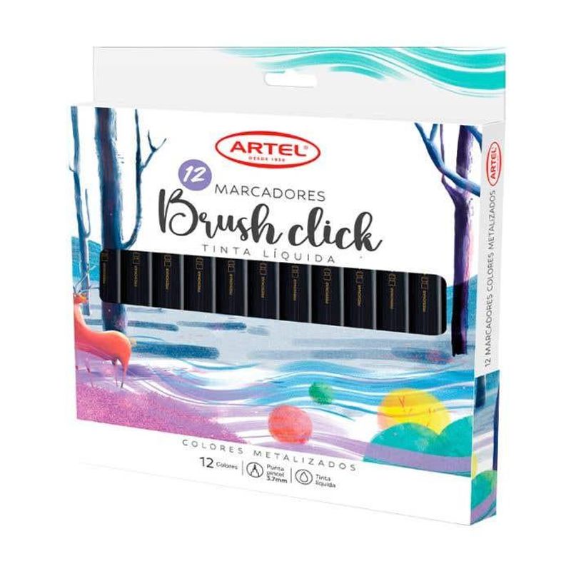ARTEL - Est Marcadores Brush Click 12 Col Metal