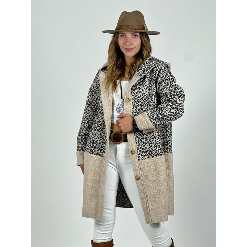 ENIGMATICA BOUTIQUE - Abrigo de Chiporro Mitad Print Gris