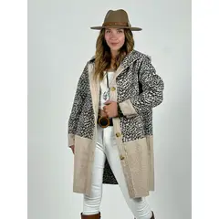 ENIGMATICA BOUTIQUE - Abrigo de Chiporro Mitad Print Gris