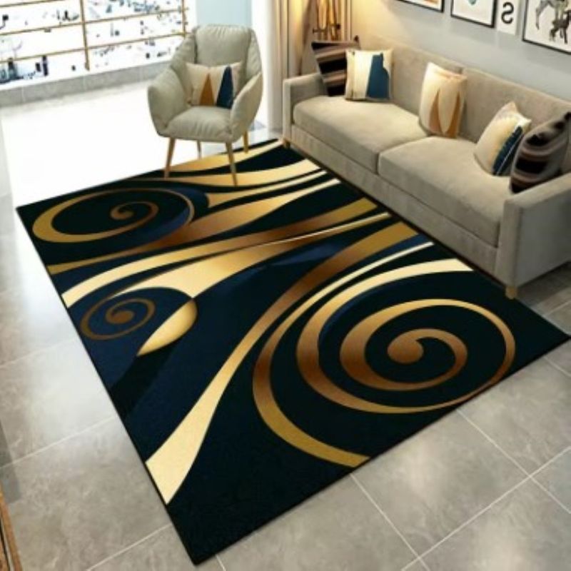 GENERICO - Alfombra Rectangular Antideslizante 180x200 diseño ondas doradas