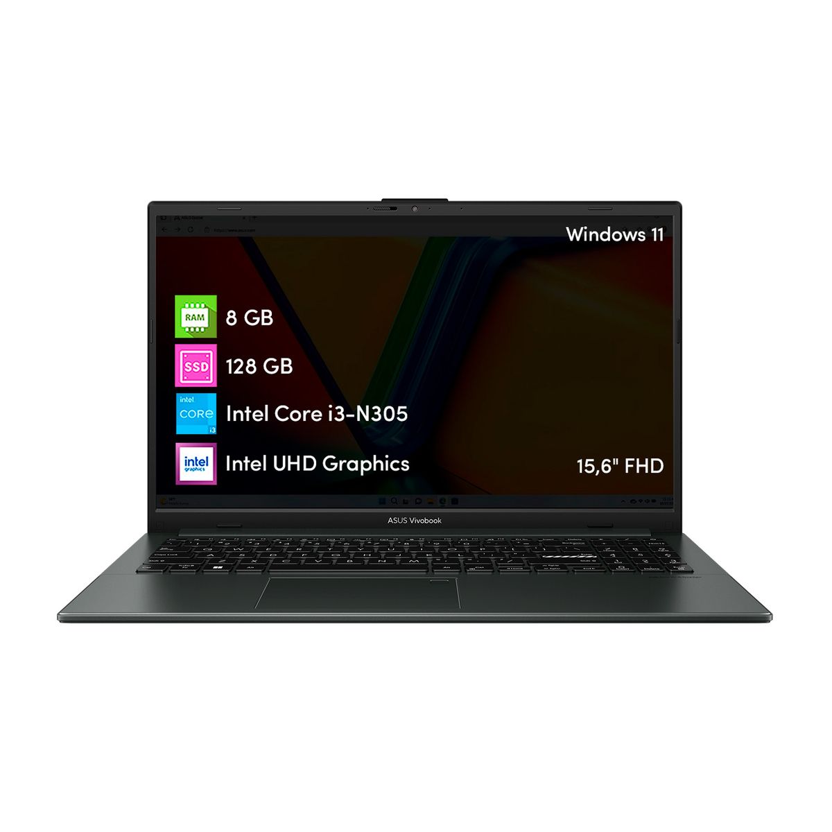 ASUS - Notebook Asus Vivobook Go Intel Core i3 8GB 128GB SSD 15.6 FHD