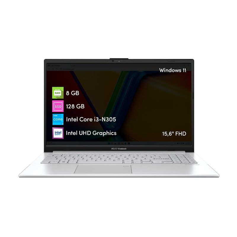 ASUS - Notebook Asus Vivobook Go Intel Core i3 8GB 128GB SSD 15.6 FHD
