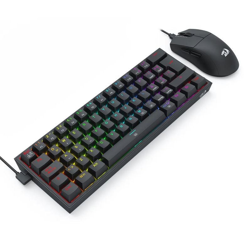 REDRAGON - Kit de Teclado y Mouse Redragon k617RGB SP M724 negro S143