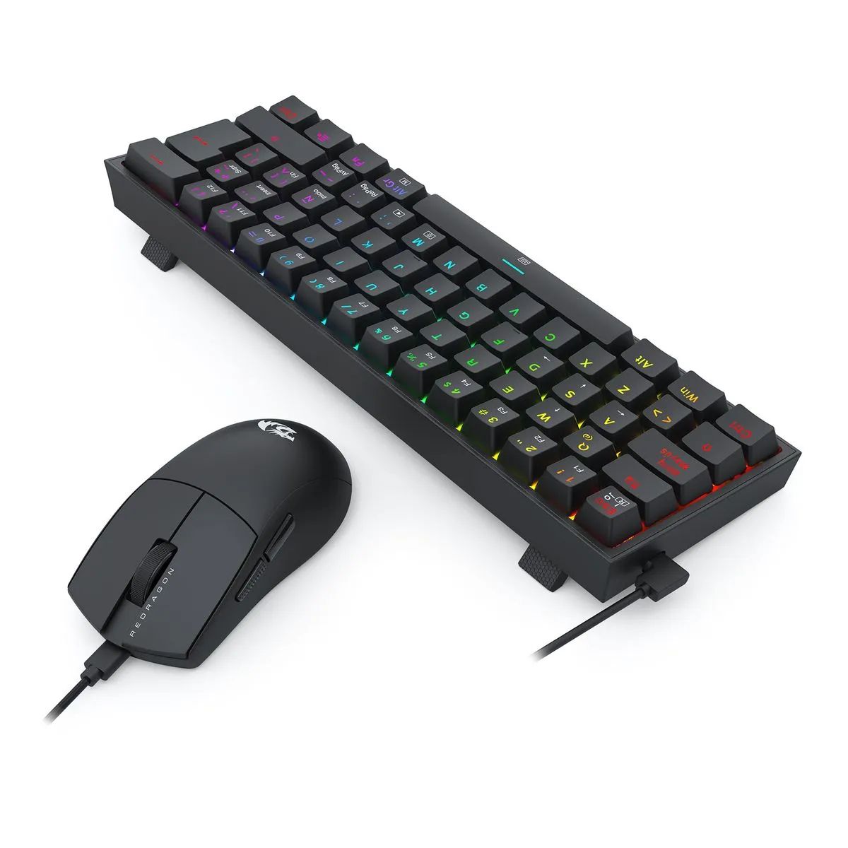 REDRAGON - Kit de Teclado y Mouse Redragon k617RGB SP M724 negro S143