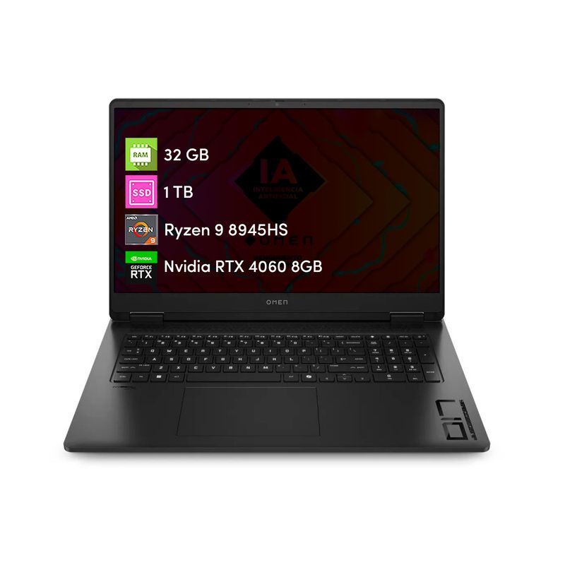 HP - Notebook Gamer HP Omen Ryzen 9 32GB 1TB SSD RTX4060 8GB 17' W11