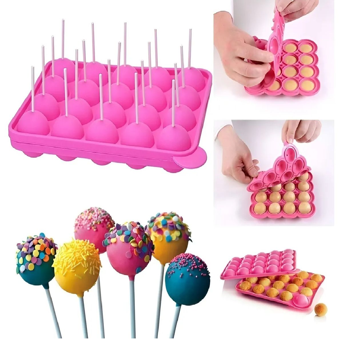 PASTELERIUSCL - Moldes Silicona Queque Moldes Reposteria Cake Pops 20cav Molde De Silicona Esfera Moldes De Silicona