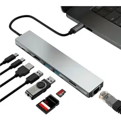 GENERICO - Adaptador Multipuerto Hub tipo C 8 en 1