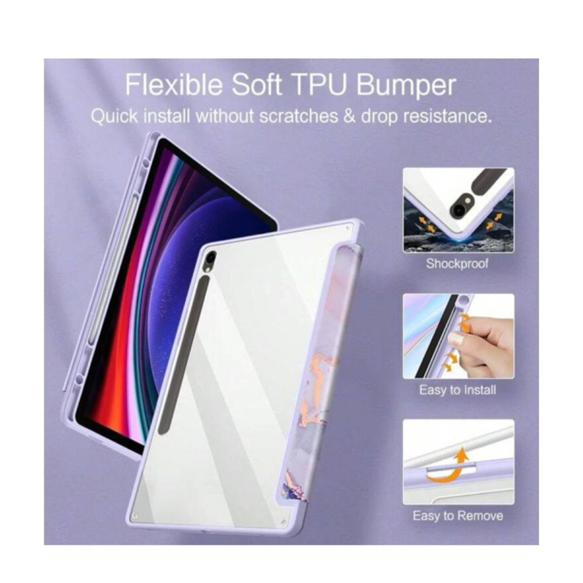 GENERICO - Funda Smart Cover Clear Mármol Para iPad 10ma Gene 10.9 Lila