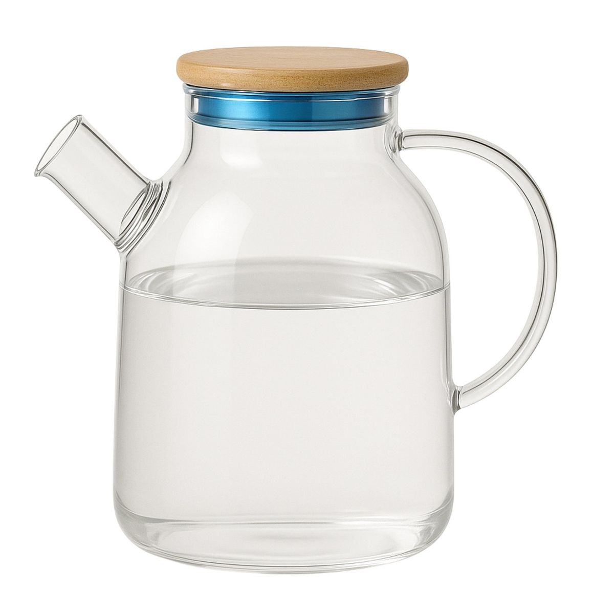 GENERICO - Tetera Vidrio 1800mL Con Tapa Bambu Mango Vidrio Tetera Te.