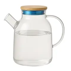 GENERICO - Tetera Vidrio 1800mL Con Tapa Bambu Mango Vidrio Tetera Te.
