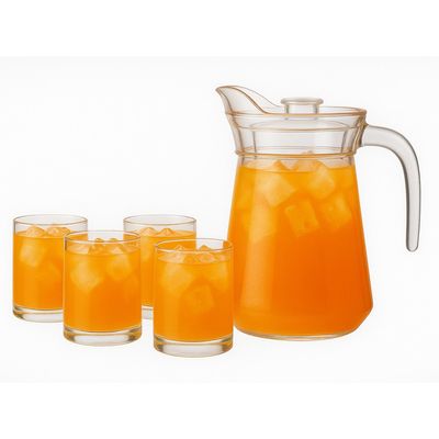 Imagen 2 del producto Set Jarra Vidrio Con 4 Vasos 1300mL 330mL Menaje Mesa.