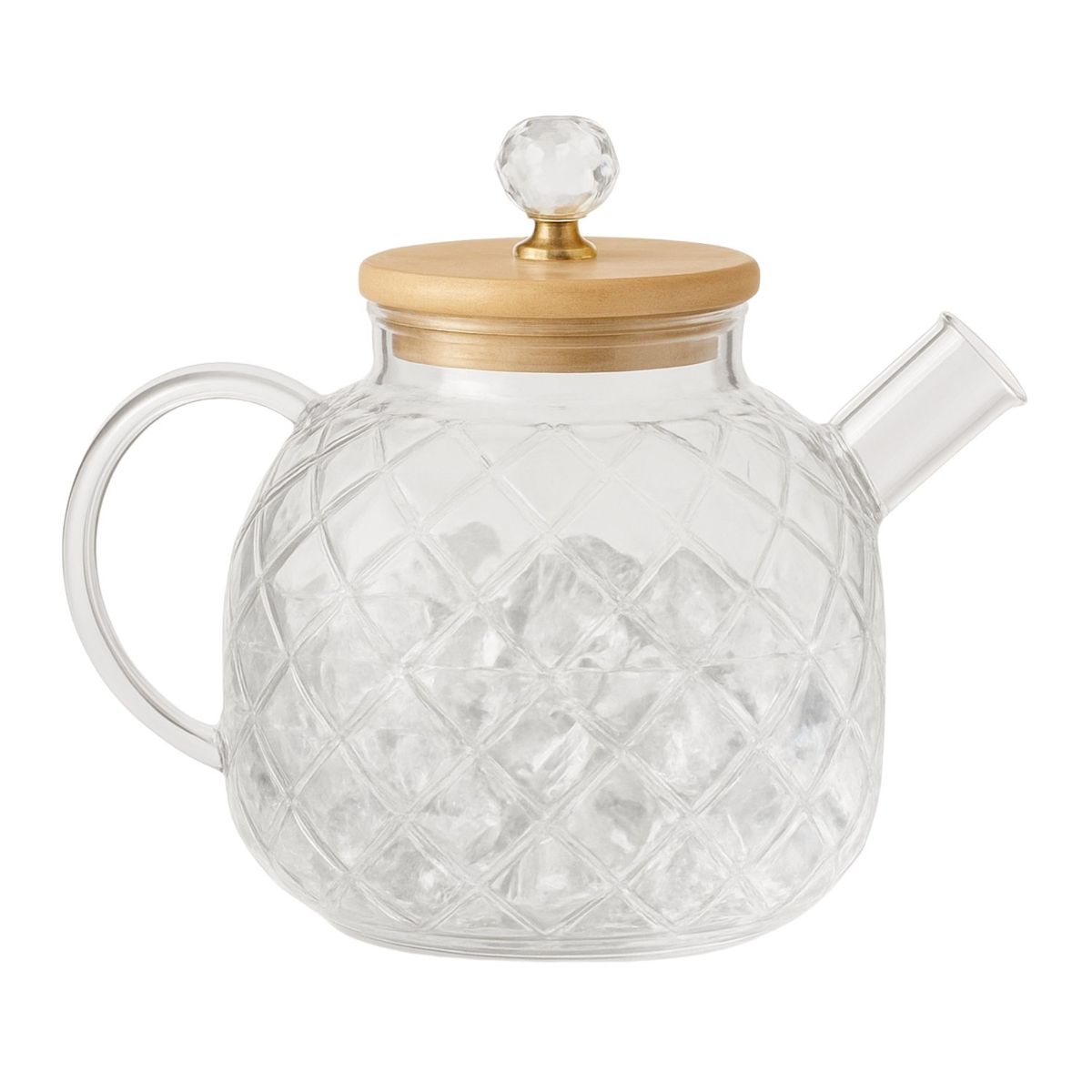 GENERICO - Jarra de Vidrio 1 Litro Tapa Bambu Jugos Refrescos Menaje.