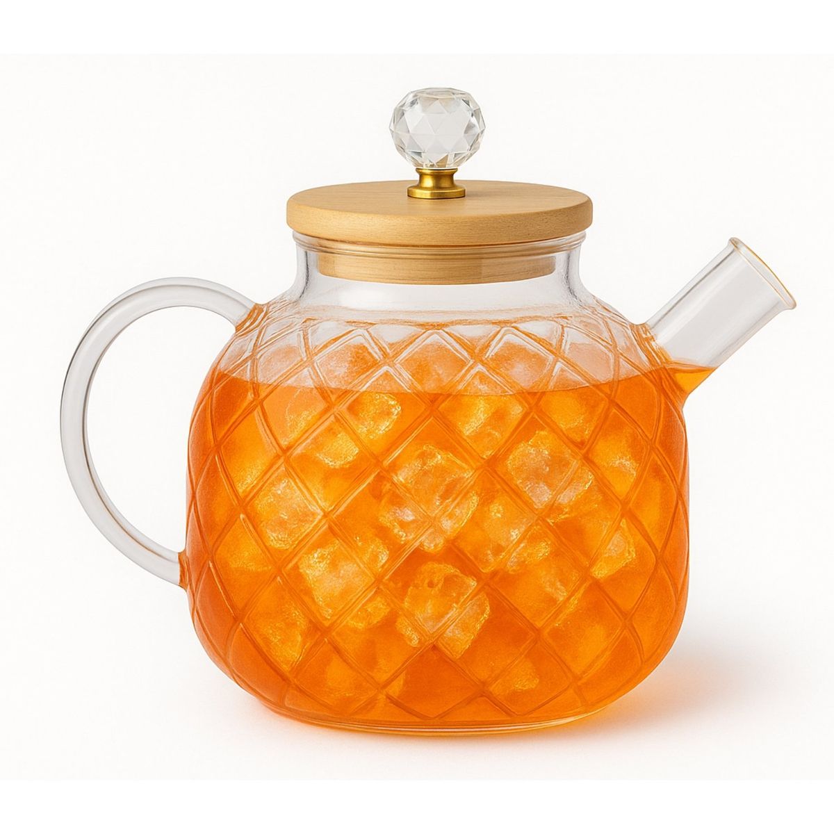 GENERICO - Jarra de Vidrio 1 Litro Tapa Bambu Jugos Refrescos Menaje.