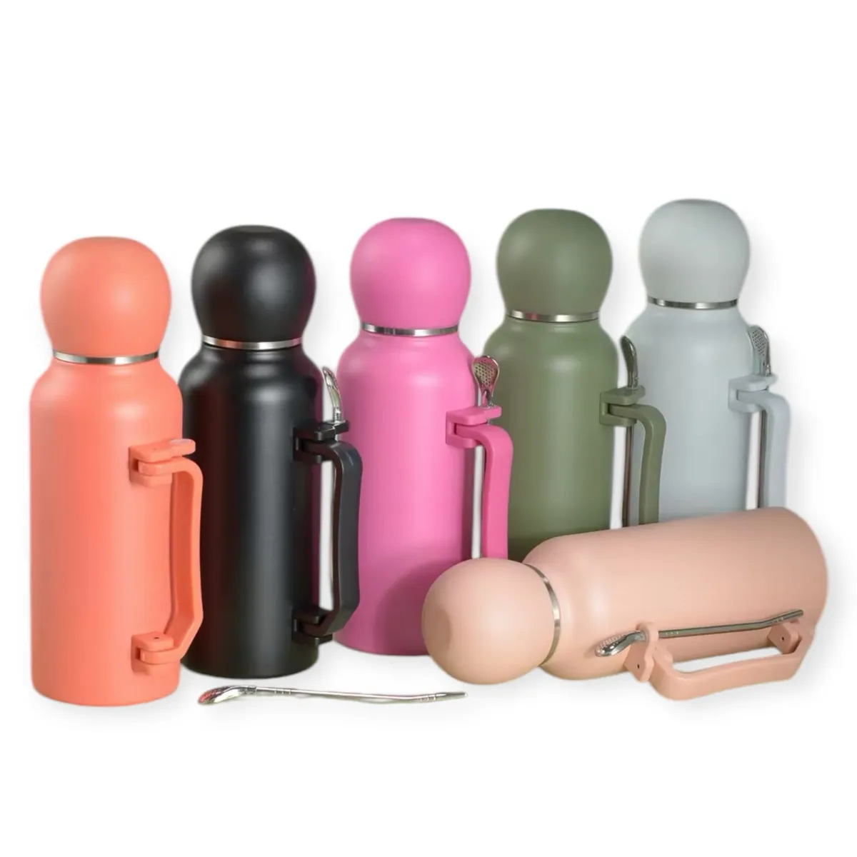 GENERICO - Termo Set Mate Acero Inoxidables 1,3 Litros Tapa Y Bombilla