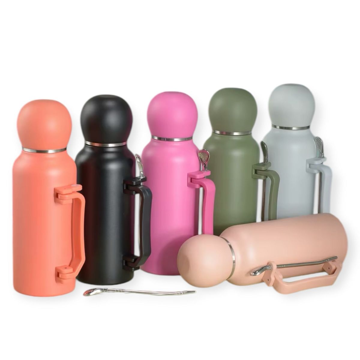 GENERICO - Termo Set Mate Acero Inoxidables 1,3 Litros Tapa Y Bombilla