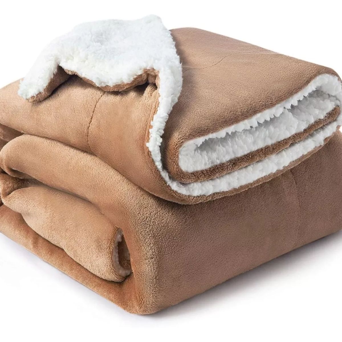 GENERICO - Frazada Polar Plush Térmica Con Chiporro Sherpa 2plz Suave MarrónClaro