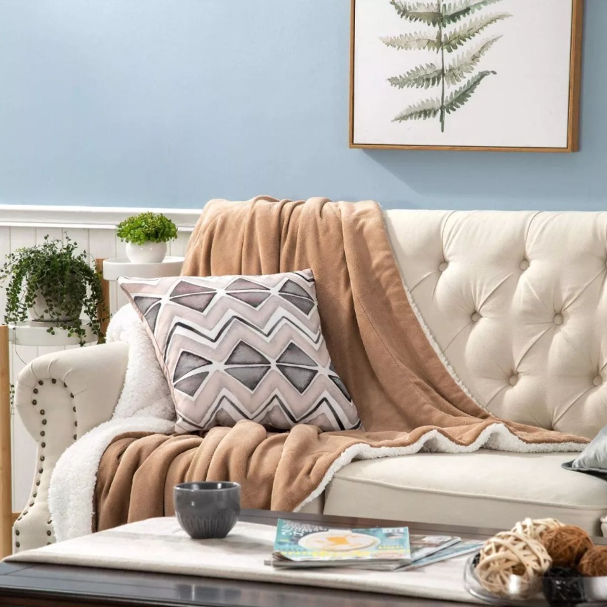 GENERICO - Frazada Polar Plush Térmica Con Chiporro Sherpa 2plz Suave MarrónClaro