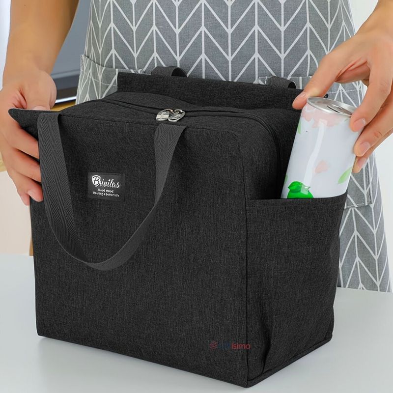 UTILISIMO - Lonchera Térmica Portátil Tela Oxford Gran Capacidad Aislamiento Black