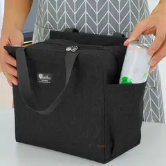 UTILISIMO - Lonchera Térmica Portátil Tela Oxford Gran Capacidad Aislamiento Black