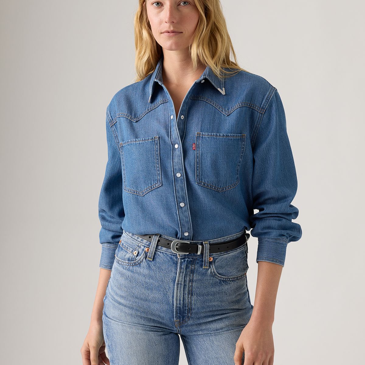 LEVIS - Camisa Mujer Teodora Western Azul Levis