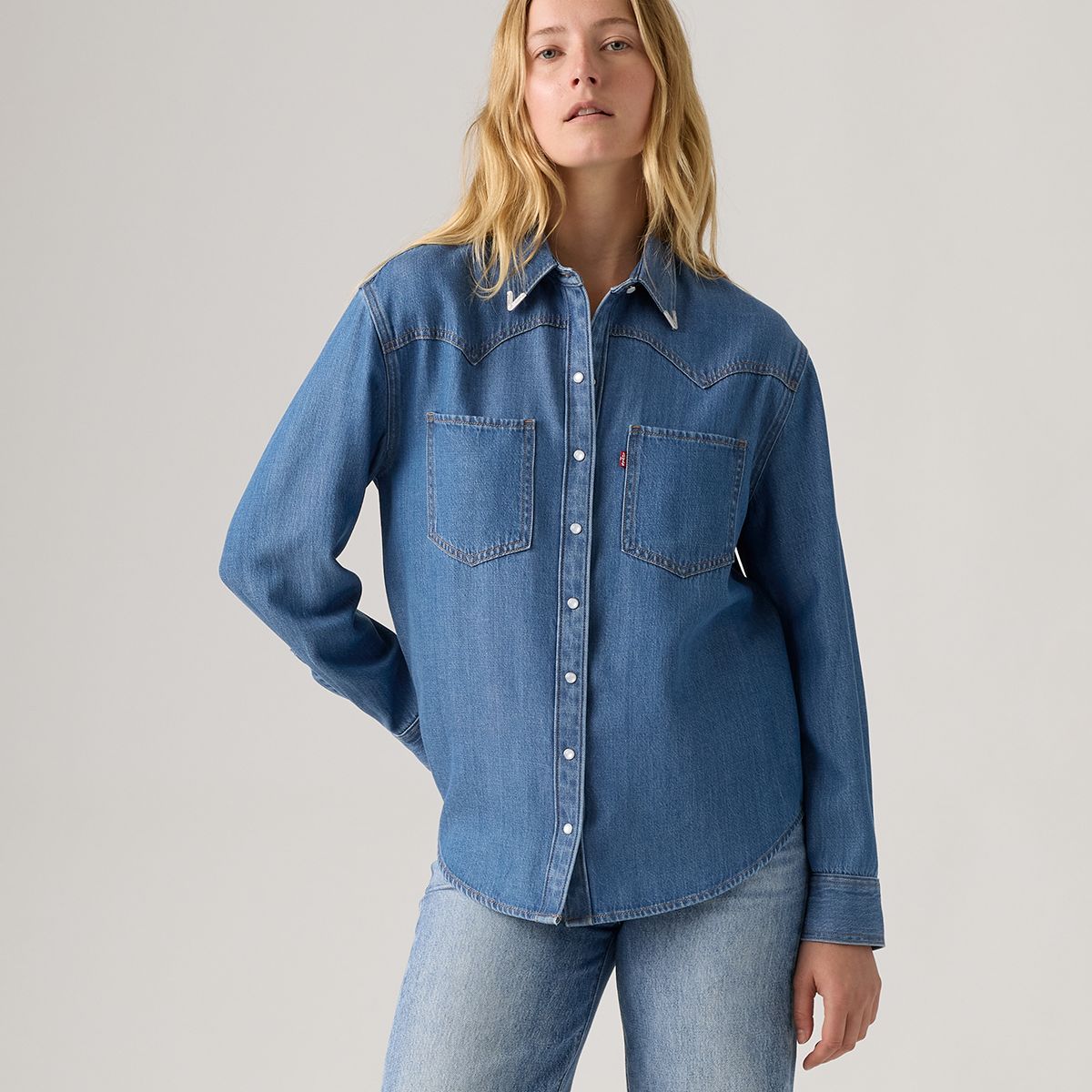 LEVIS - Camisa Mujer Teodora Western Azul Levis