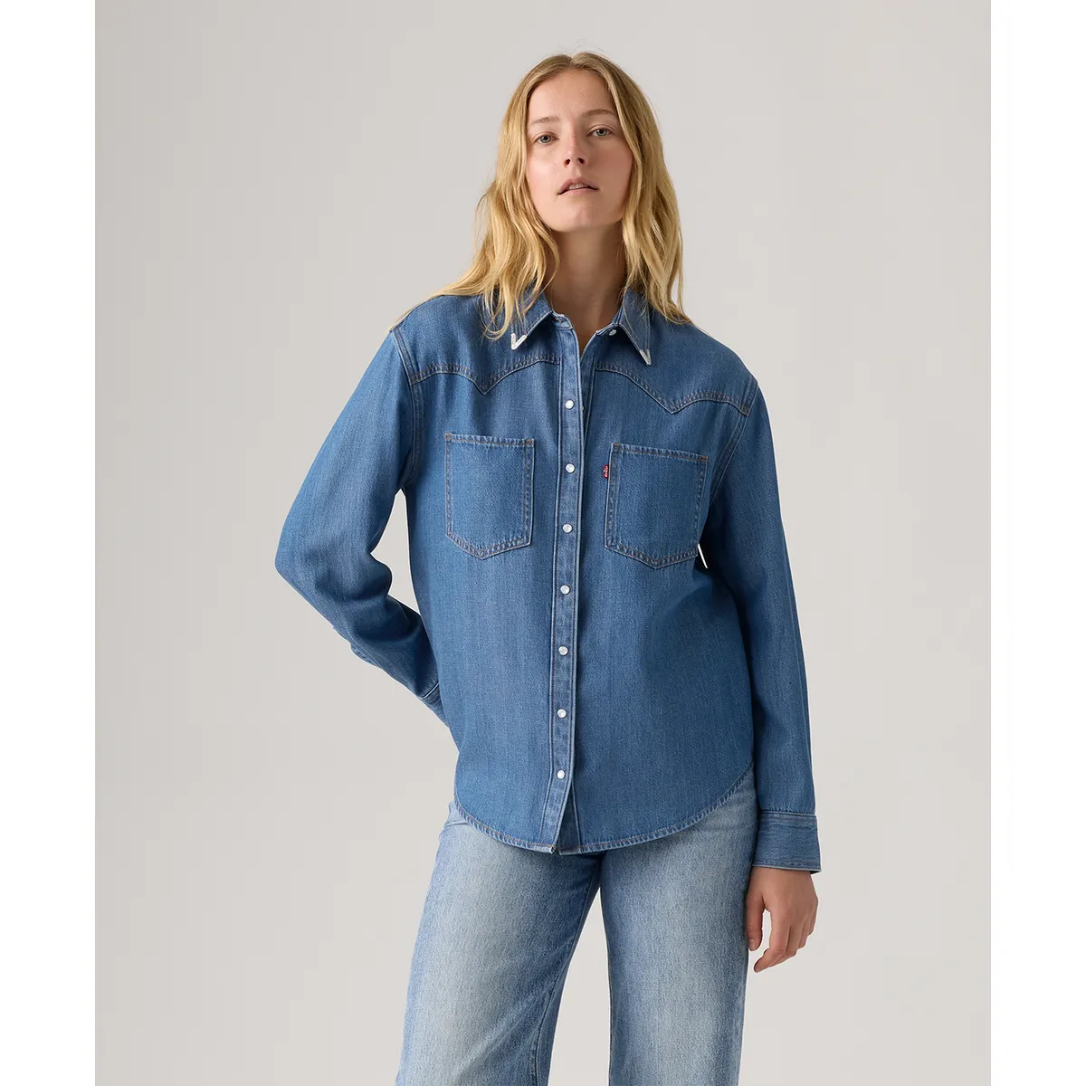 LEVIS - Camisa Mujer Teodora Western Azul Levis