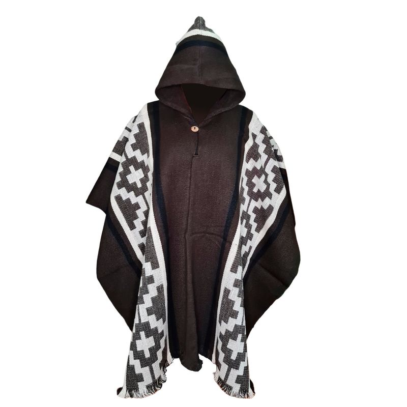 MORLAN - Poncho de Alpaca Lana Ecuatoriana Capucha