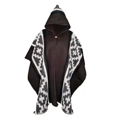 MORLAN - Poncho de Alpaca Lana Ecuatoriana Capucha