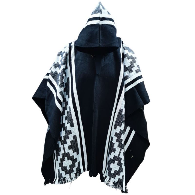 MORLAN - Poncho de Alpaca Lana Ecuatoriana Capucha
