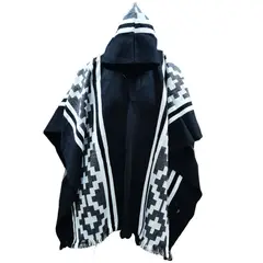 MORLAN - Poncho de Alpaca Lana Ecuatoriana Capucha