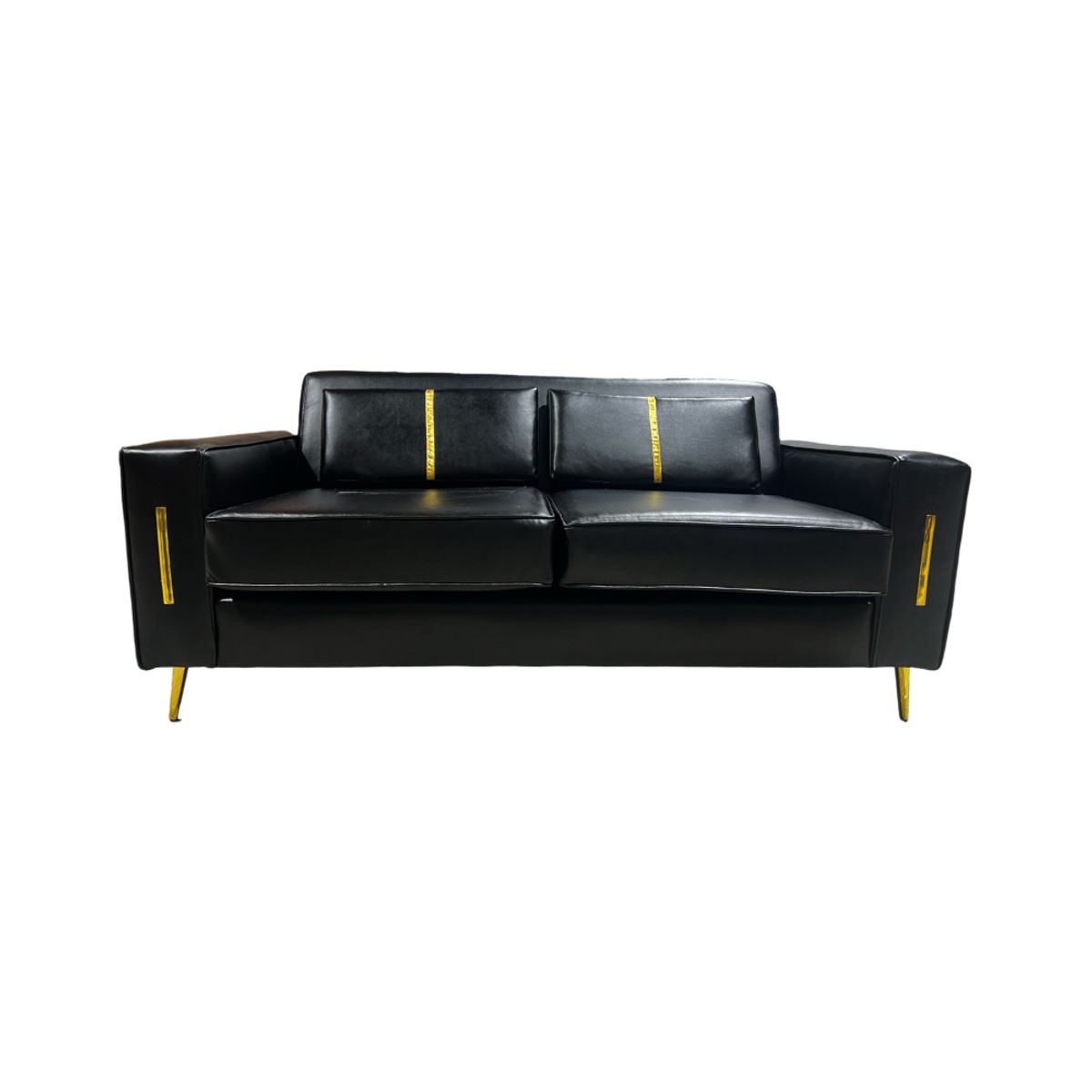 MUEBLES NEW - SOFA PARIS TRES CUERPOS NEGRO ECOCUERO