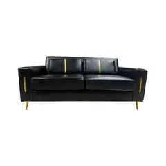 MUEBLES NEW - SOFA PARIS TRES CUERPOS NEGRO ECOCUERO