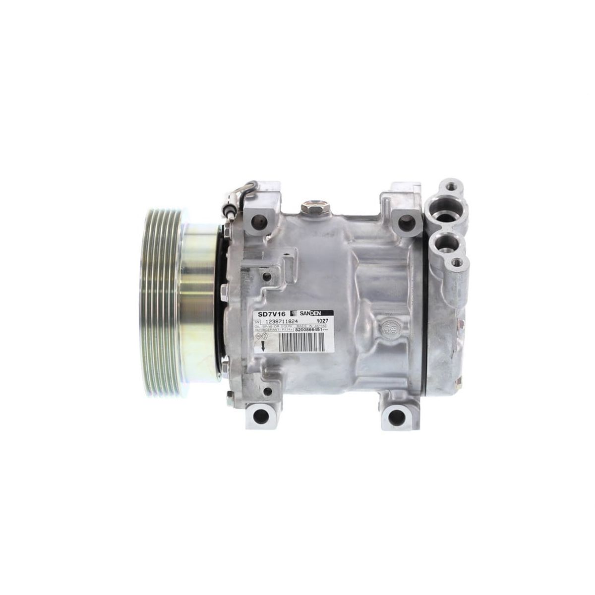 SANDEN - Compresor SD7V16 6PK 12V 125MM TAPA VP CLIO OE 6201 SANDEN