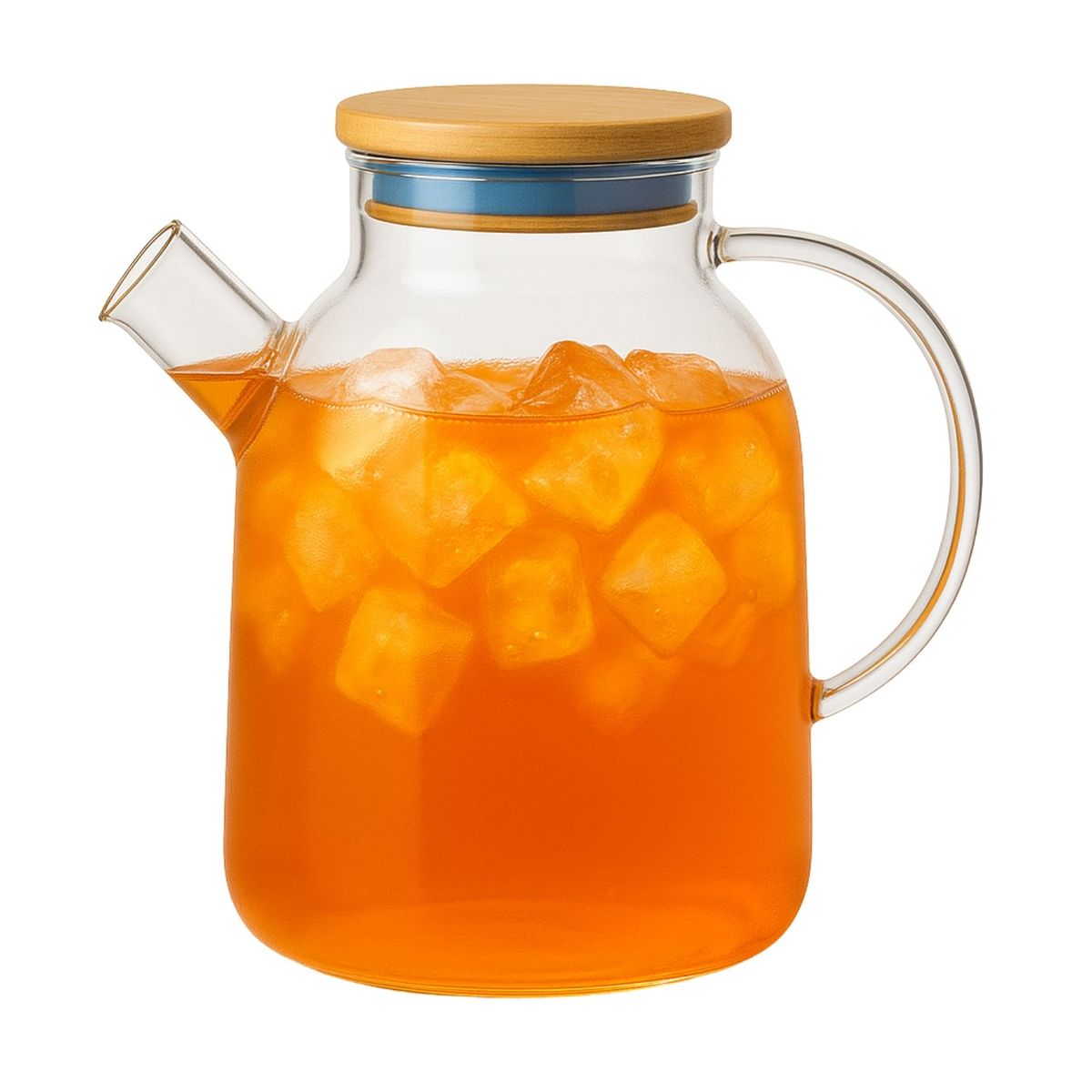 GENERICO - Tetera Vidrio 1800mL Con Tapa Bambu Mango Vidrio Tetera Te