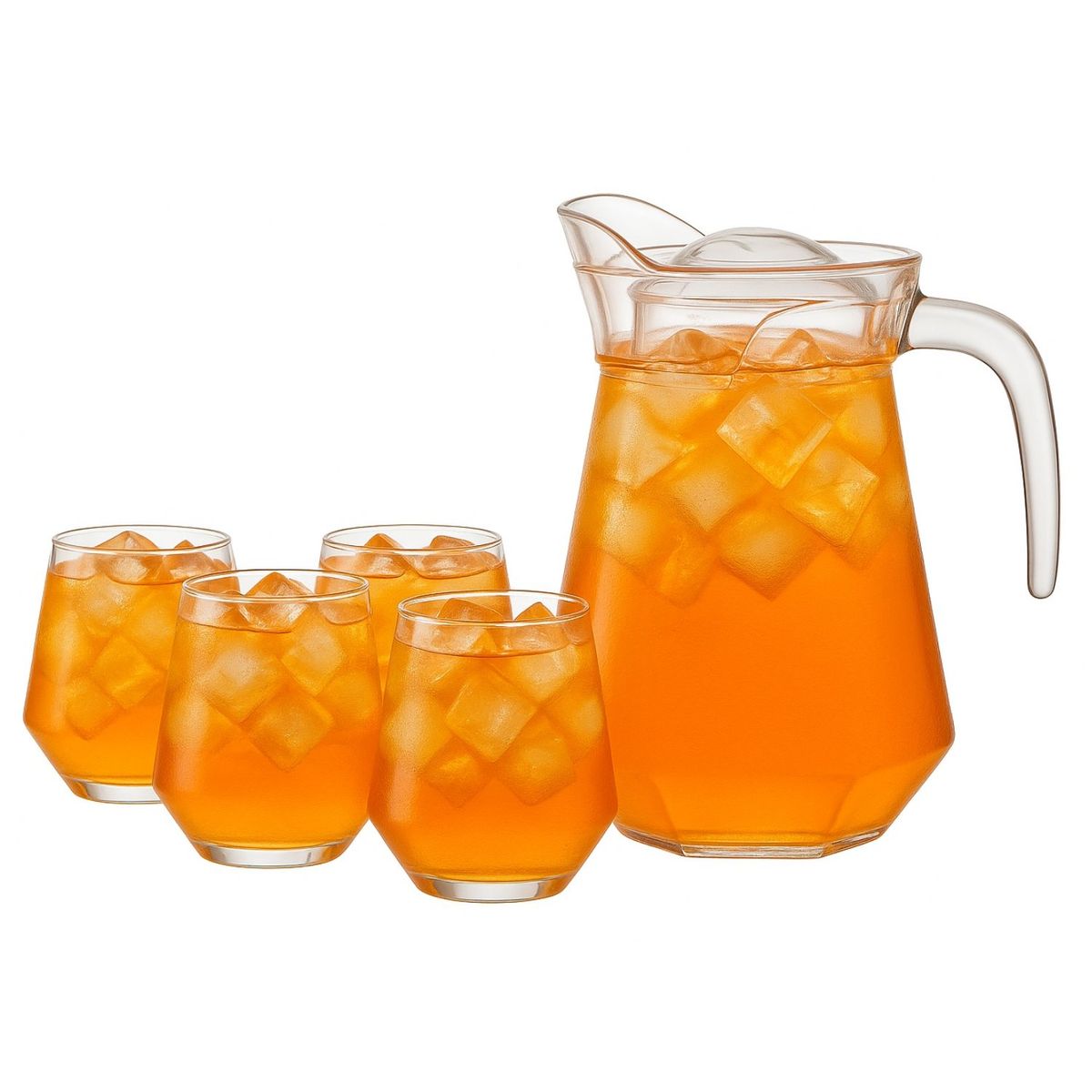 GENERICO - Set Jarra Vidrio Con 4 Vasos 1400mL 330mL Menaje Mesa