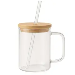GENERICO - Mug Tazon Vidrio 450mL Bombilla Vidrio Te Infusiones Cafe