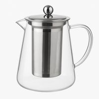 Tetera Vidrio 550mL Infusor Metal Mango Curvo Moderna