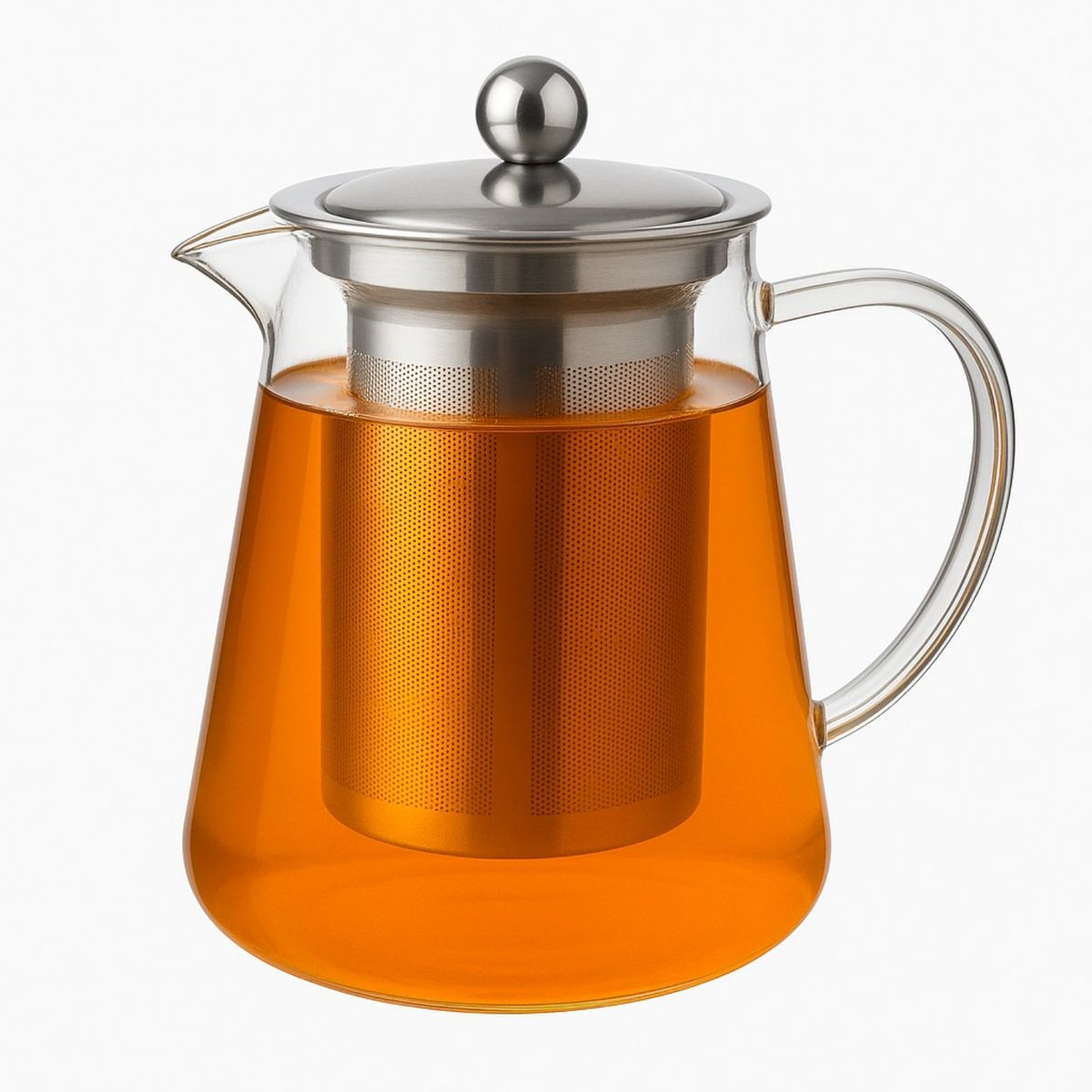 GENERICO - Tetera Vidrio 550mL Infusor Metal Mango Curvo Moderna