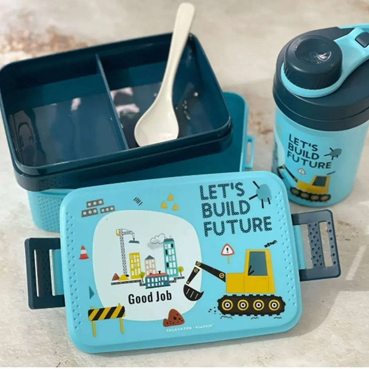 GENERICO - Tupper Contenedor Lonchera Escolar + Botella De Agua Jugo