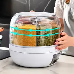 GENERICO - Dispensador de Granos Giratorio 360° de 6 Contenedores