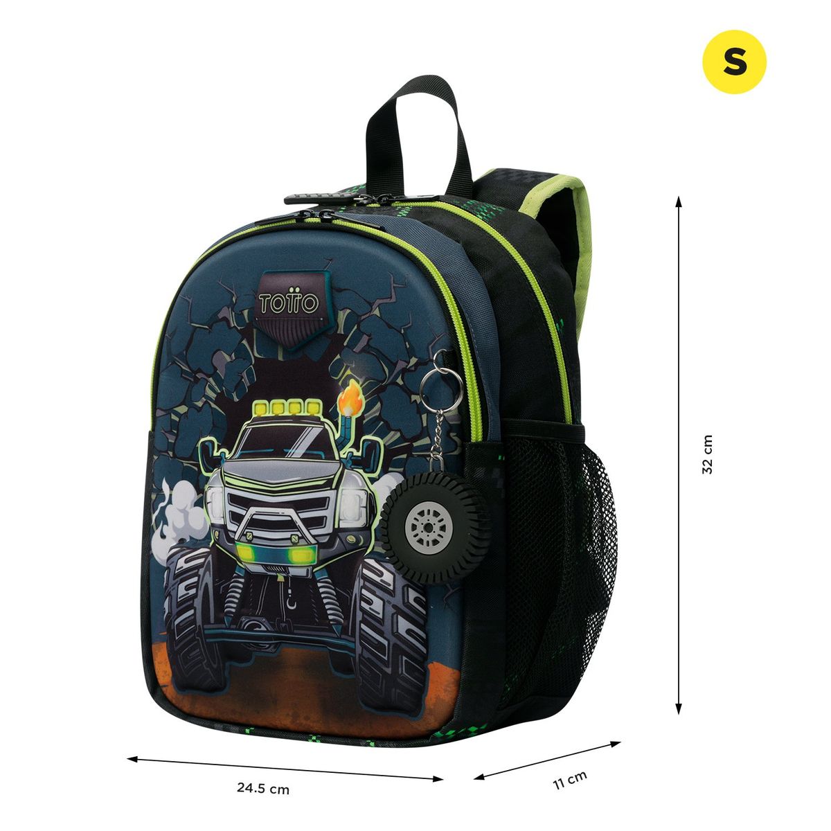 TOTTO - Mochila Escolar para Niño Monster Race Pequeña Totto