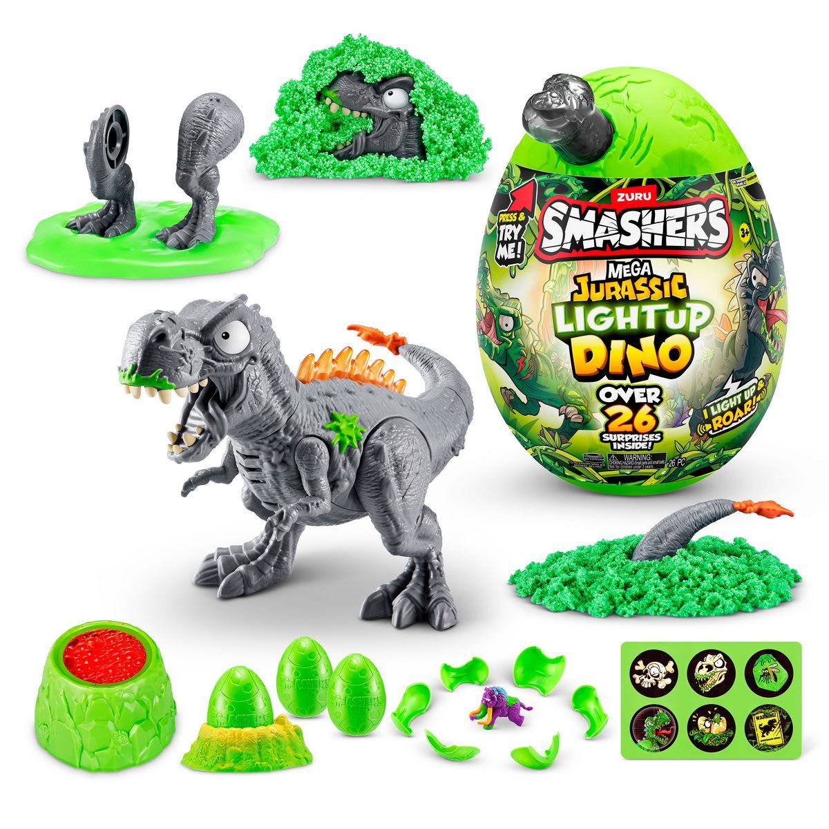 SMASHERS - Figuras SMASHERS mega huevo colección dinosaurios luminosos