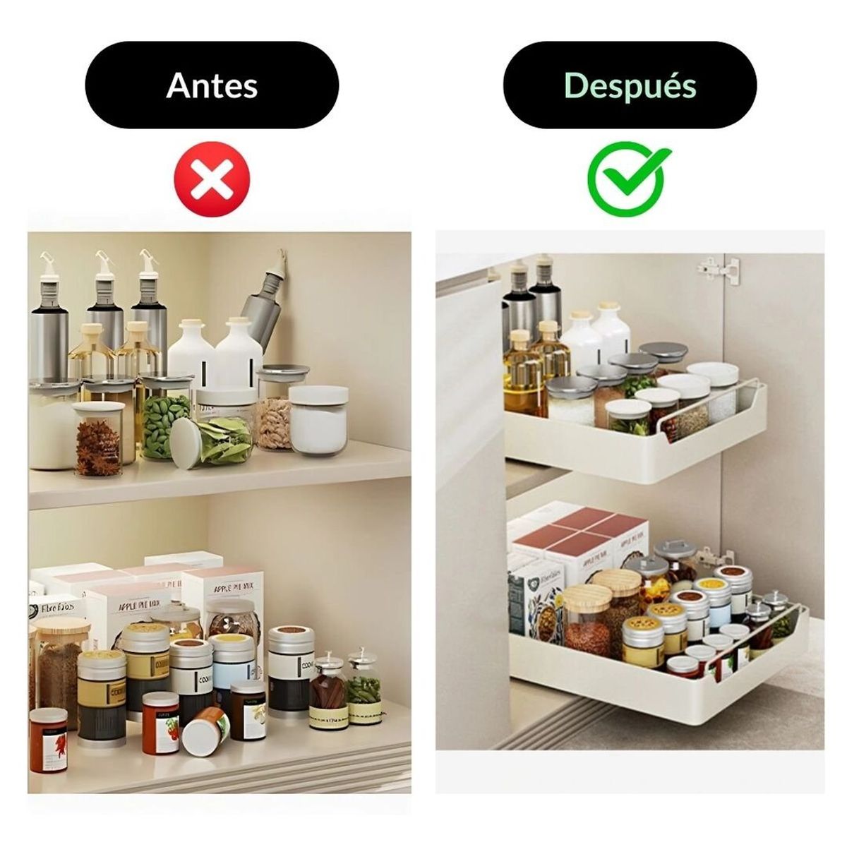 Bandeja Organizadora de Cajón Deslizable Sin Taladro Cocina, marca GENERICO - Foto 2