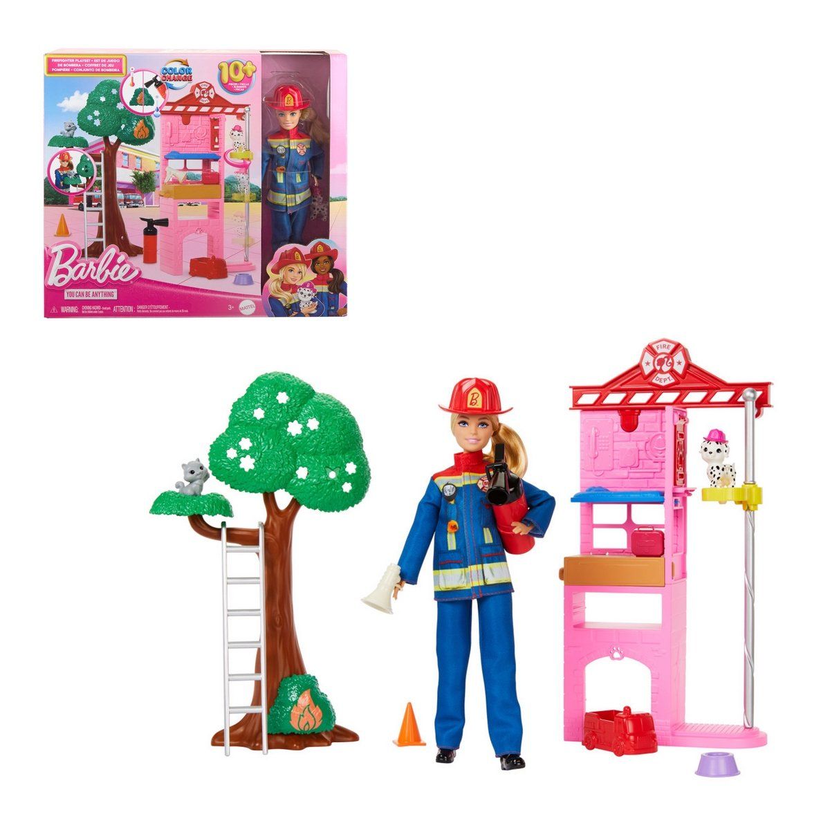 BARBIE - Muñeca Barbie Profesiones bombera set de juego