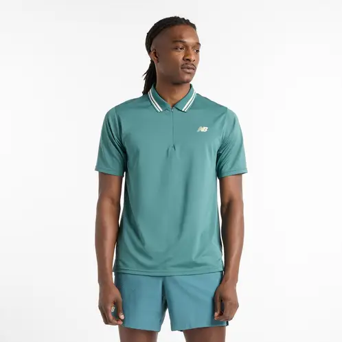 NEW BALANCE - Polera Tenis Hombe Tournament Polo Verde