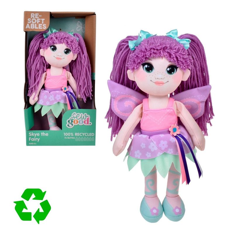 ANSALDO - Muñeca de Trapo Reciclada 30 cm Resoftables Hada