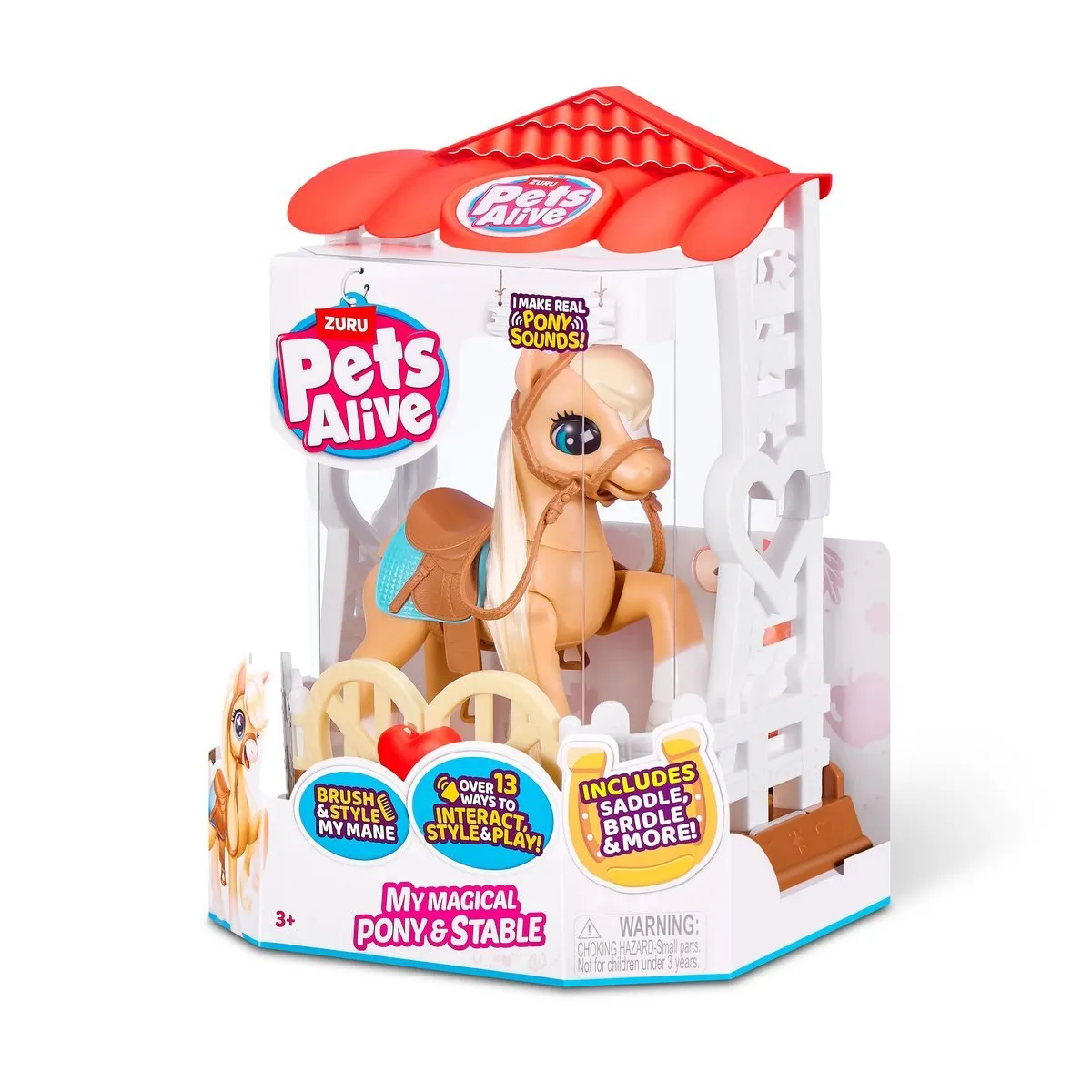 ZURU - Peluche Pony Mágico Pets Alive con establo y accesorios