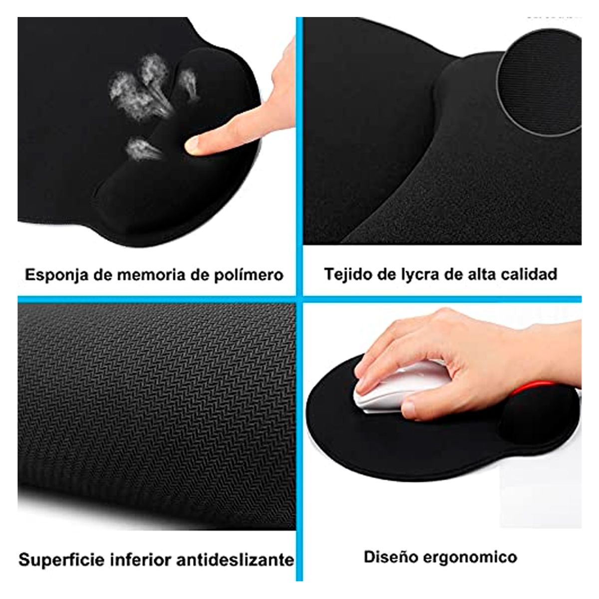 GENERICO - Mousepad Ergonómico Almohadilla Pillow Hand Somostel 23cm x 19cm Negro