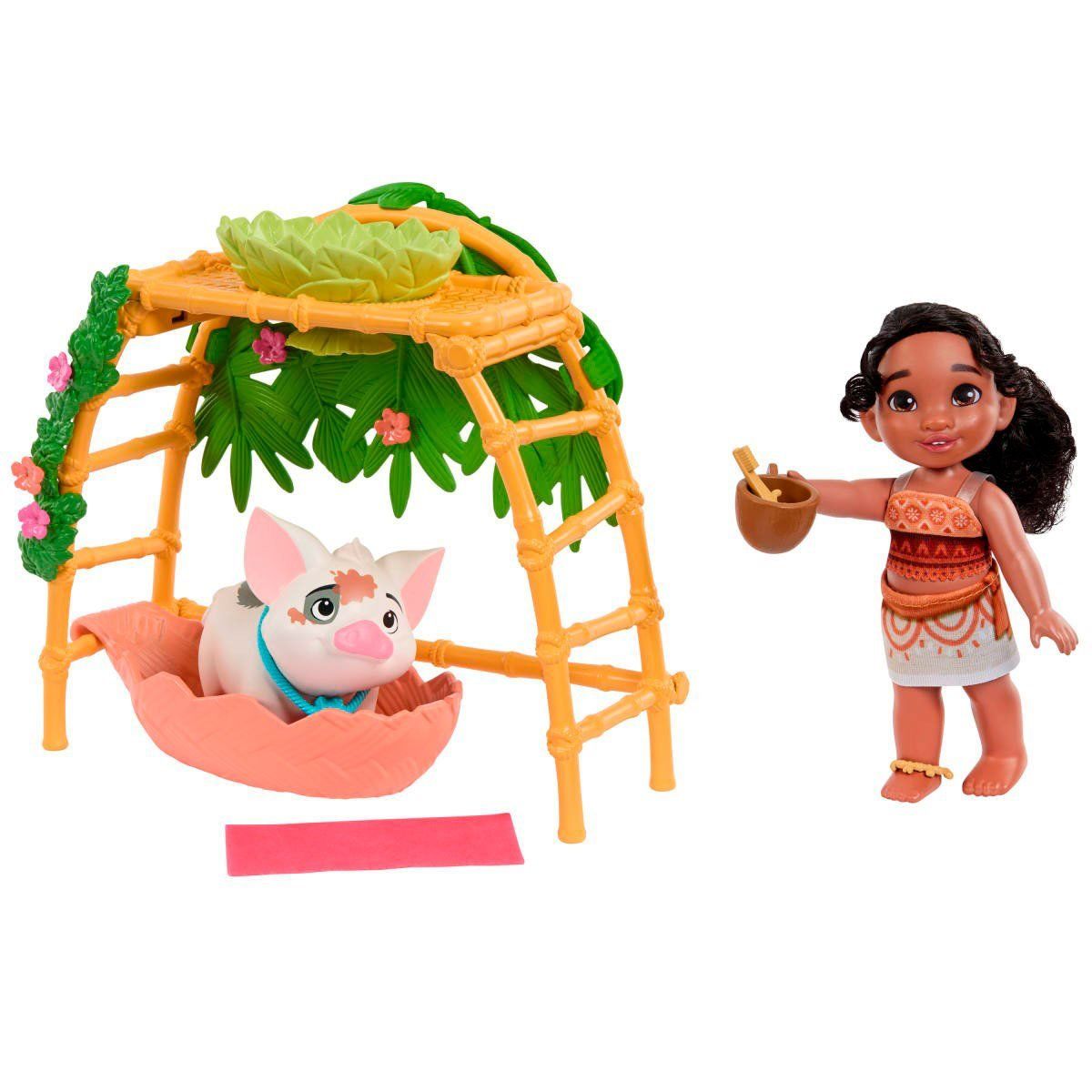 DISNEY - Set de juego muñeca Moana con accesorios Pua y bañera