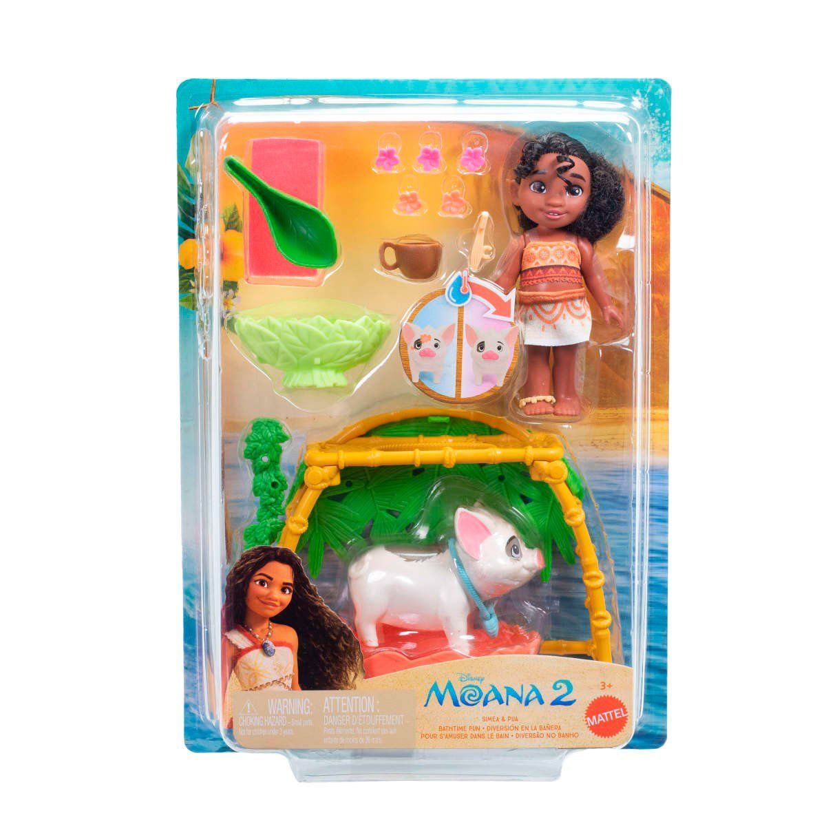 DISNEY - Set de juego muñeca Moana con accesorios Pua y bañera